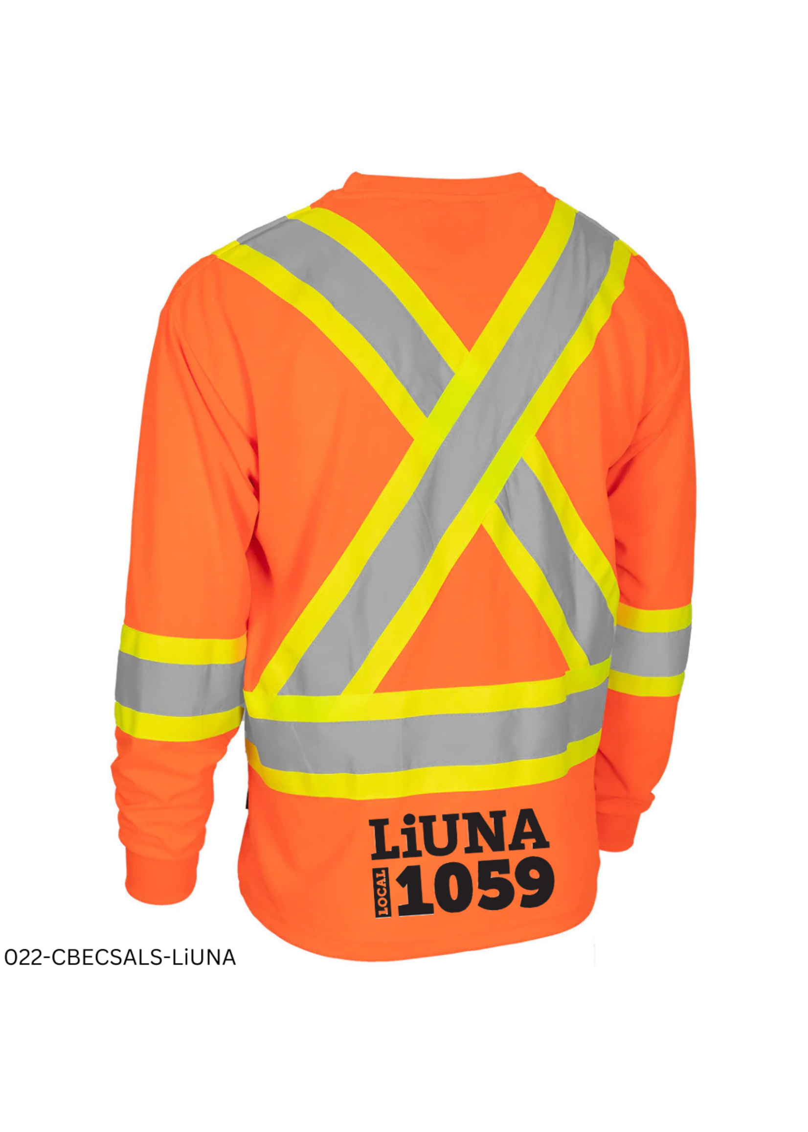 Forcefield Forcefield Hi Vis Crew Neck Long Sleeve Safety Tee with Chest Pocket - LiUNA 1059 logo