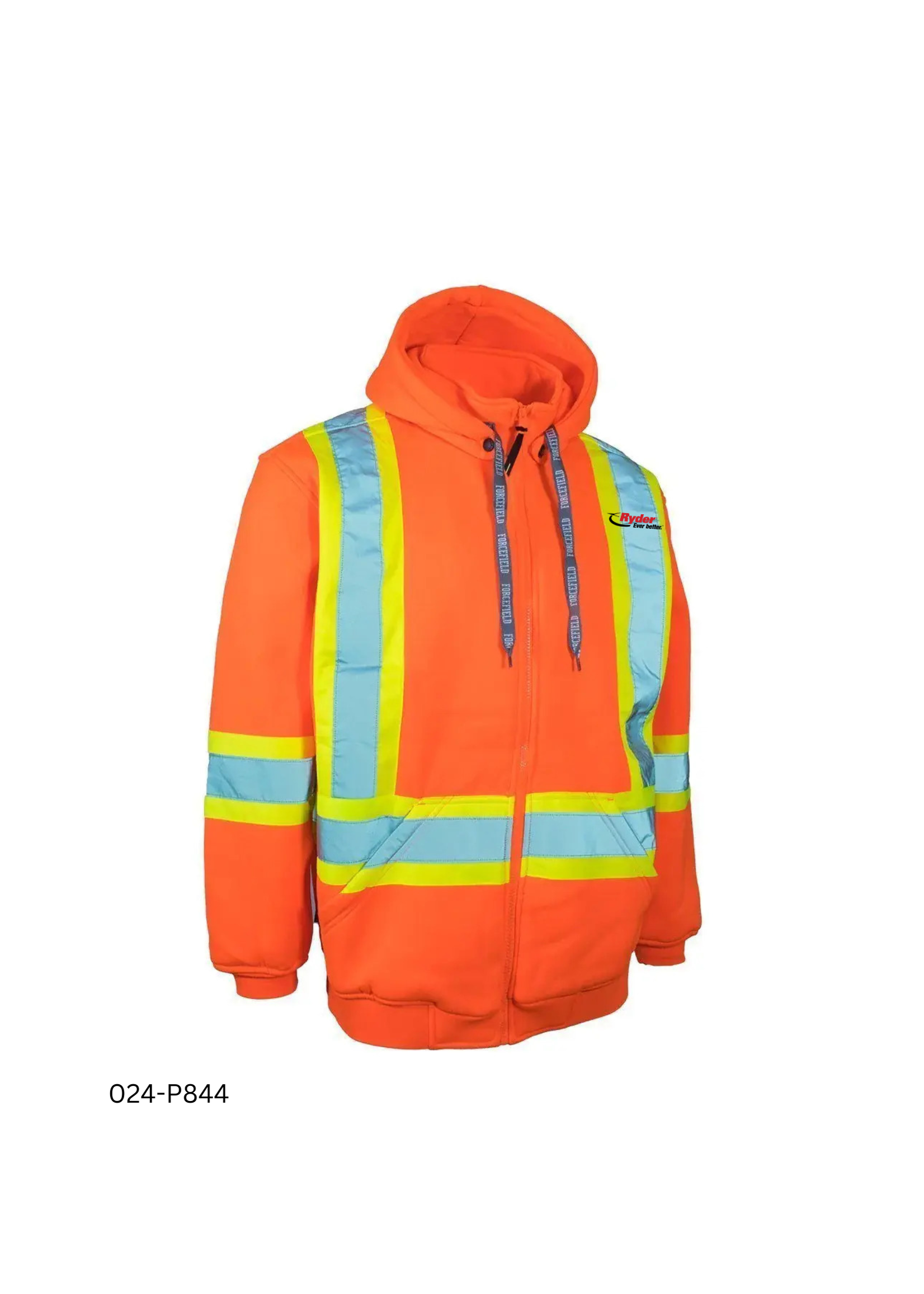 Forcefield Forcefield Deluxe Hi Vis Safety Hoodie, Detachable Hood - Ryder Logo