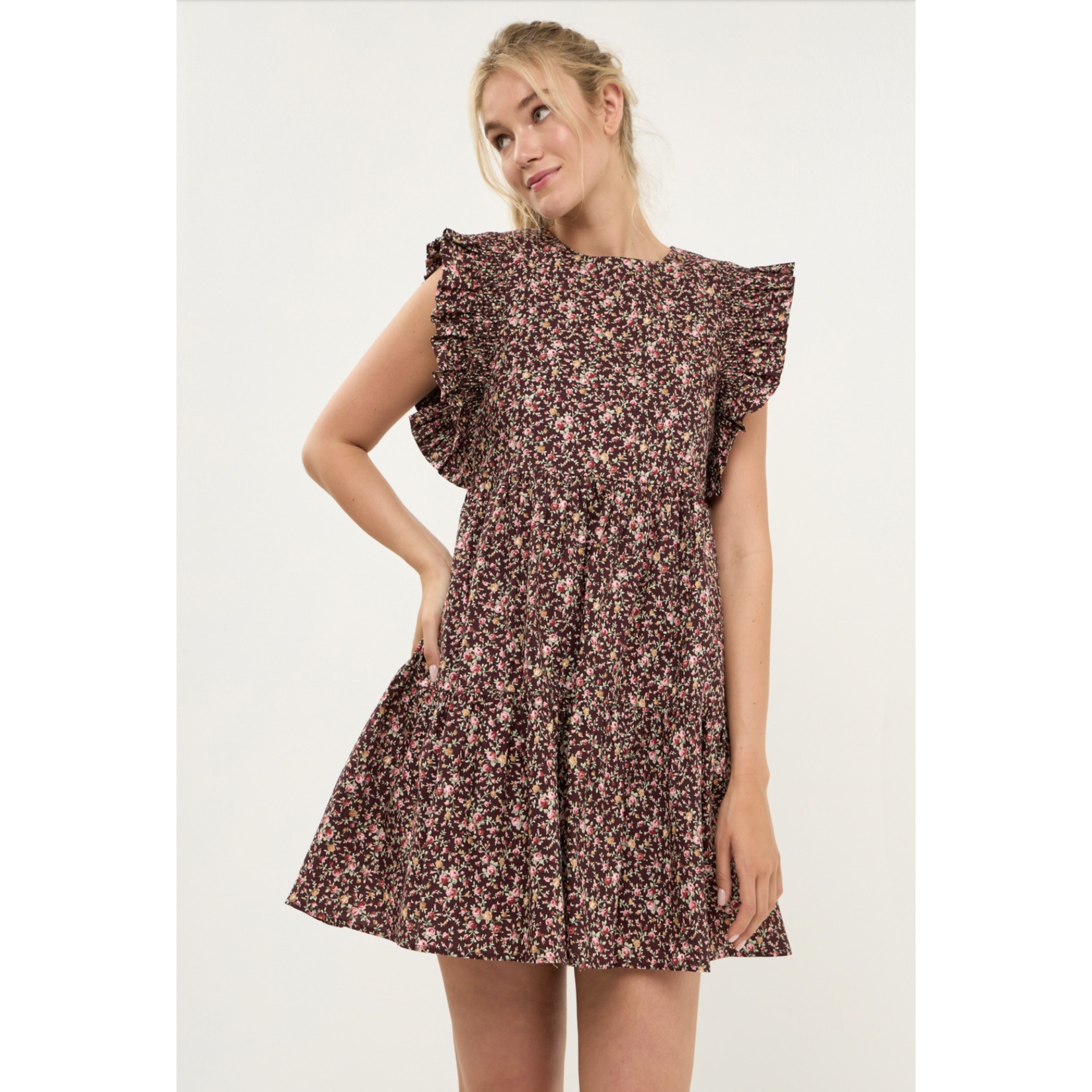 The Goodie Edit Floral Ruffled Mini Dress