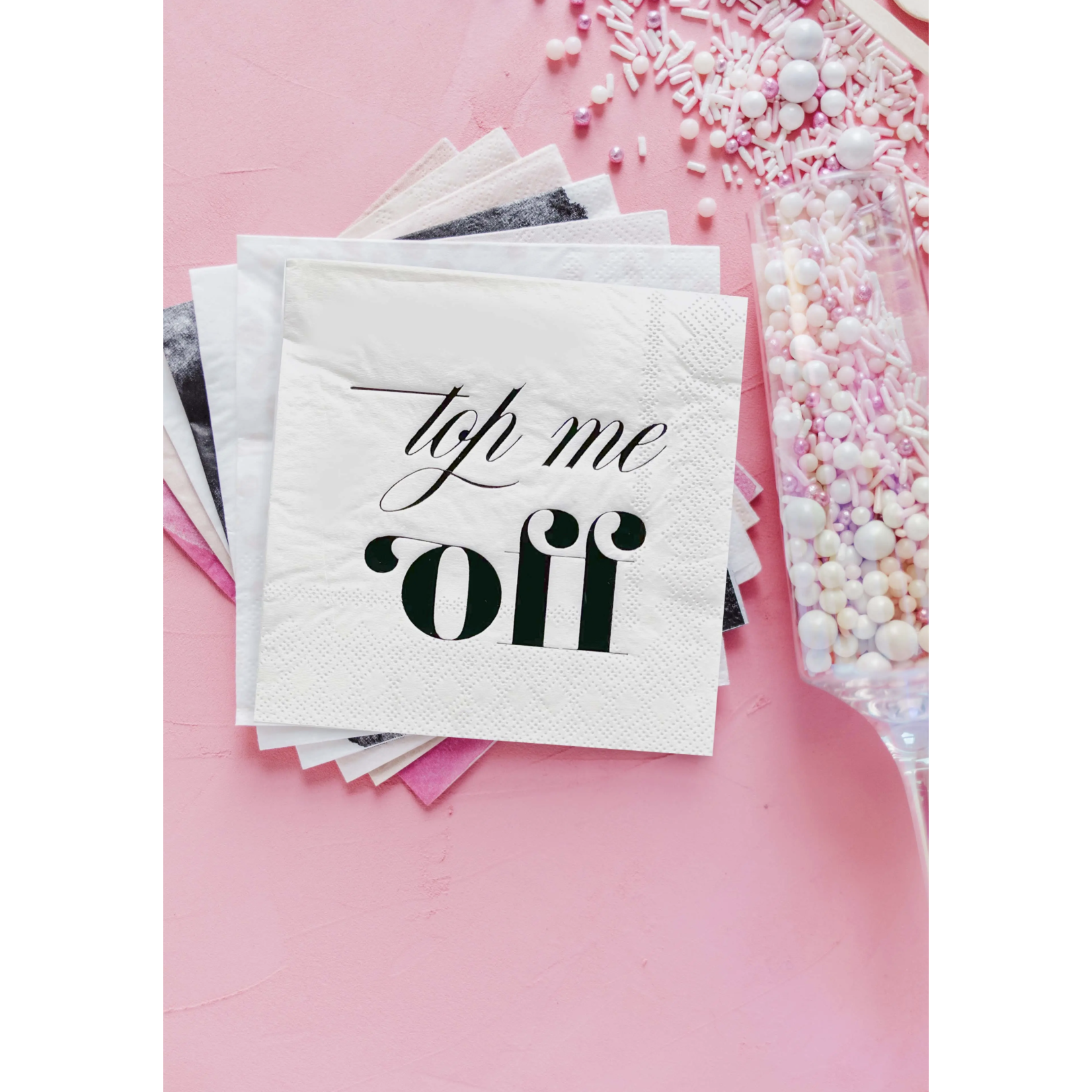 Top Me Off, Cocktail Party Napkins - Black Foil