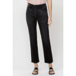 High Rise Straight Ankle  Button Fly Jean