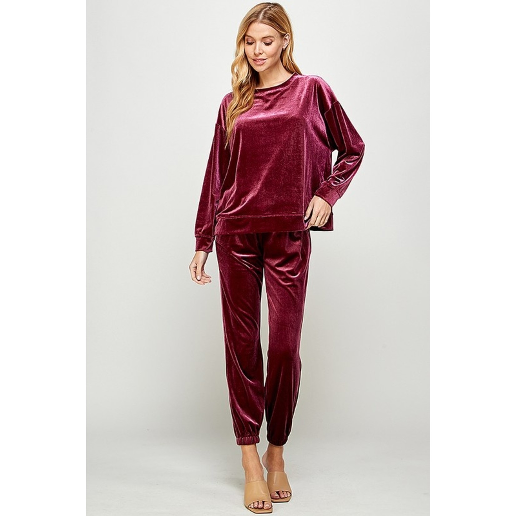 Velvet Jogger Pant Rose