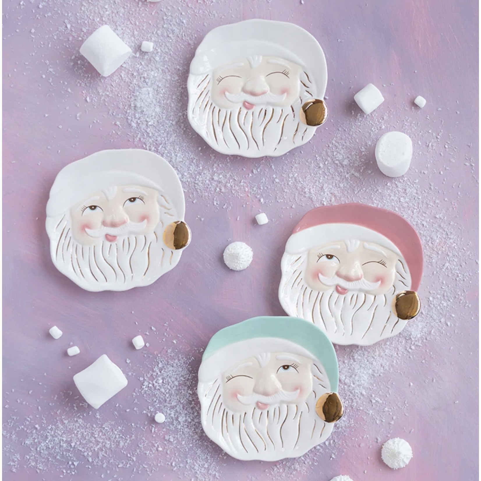 Papa Noel Plate Mint/Pink Assorted