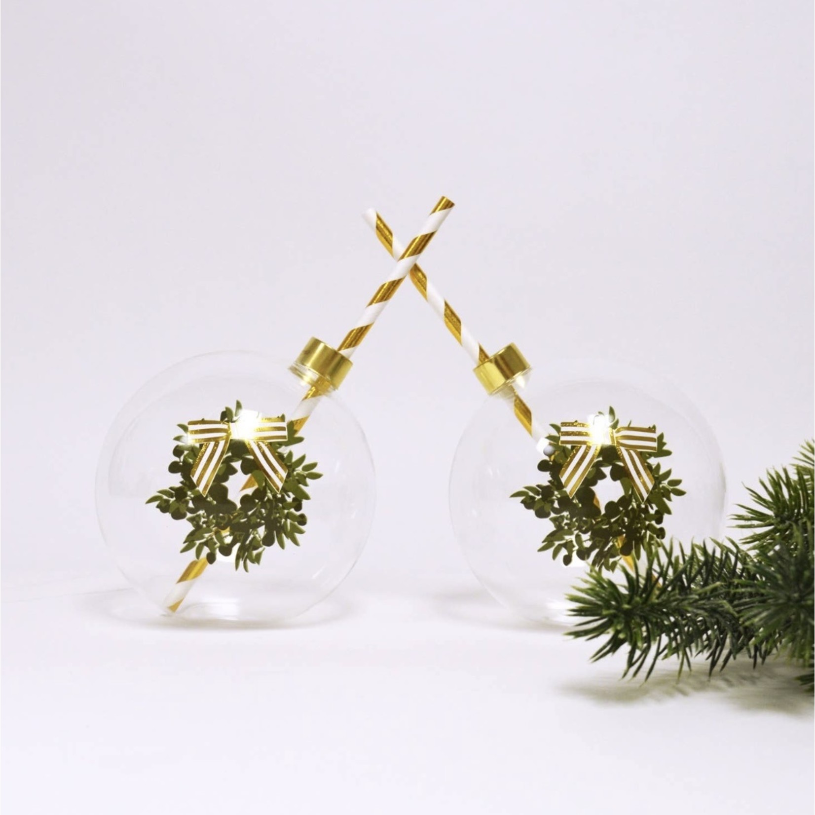 2pc Wreath Ornament Set Glasses