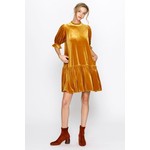 Tiered Gold Velvet Dress