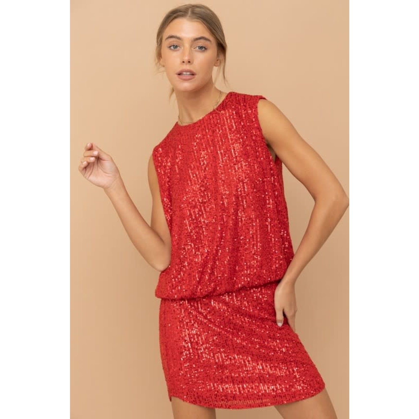 2pc Red Sequins Skirt Set