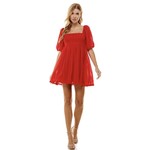 Bubble Sleeve Mini Dress Red