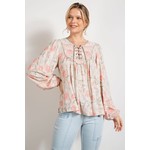 Long Sleeve Printed Rayon Challie Top