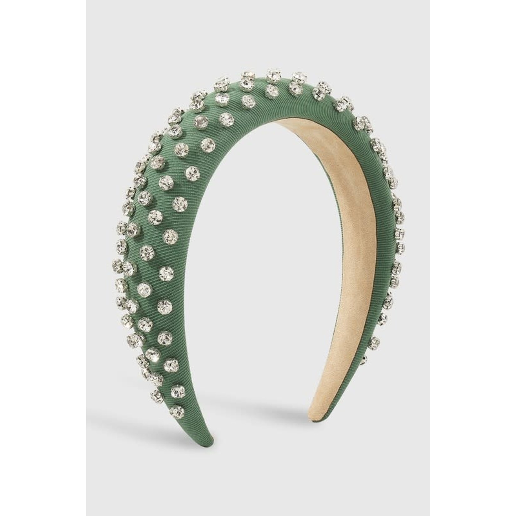 Rhinestone Padded Headband Green - Edit