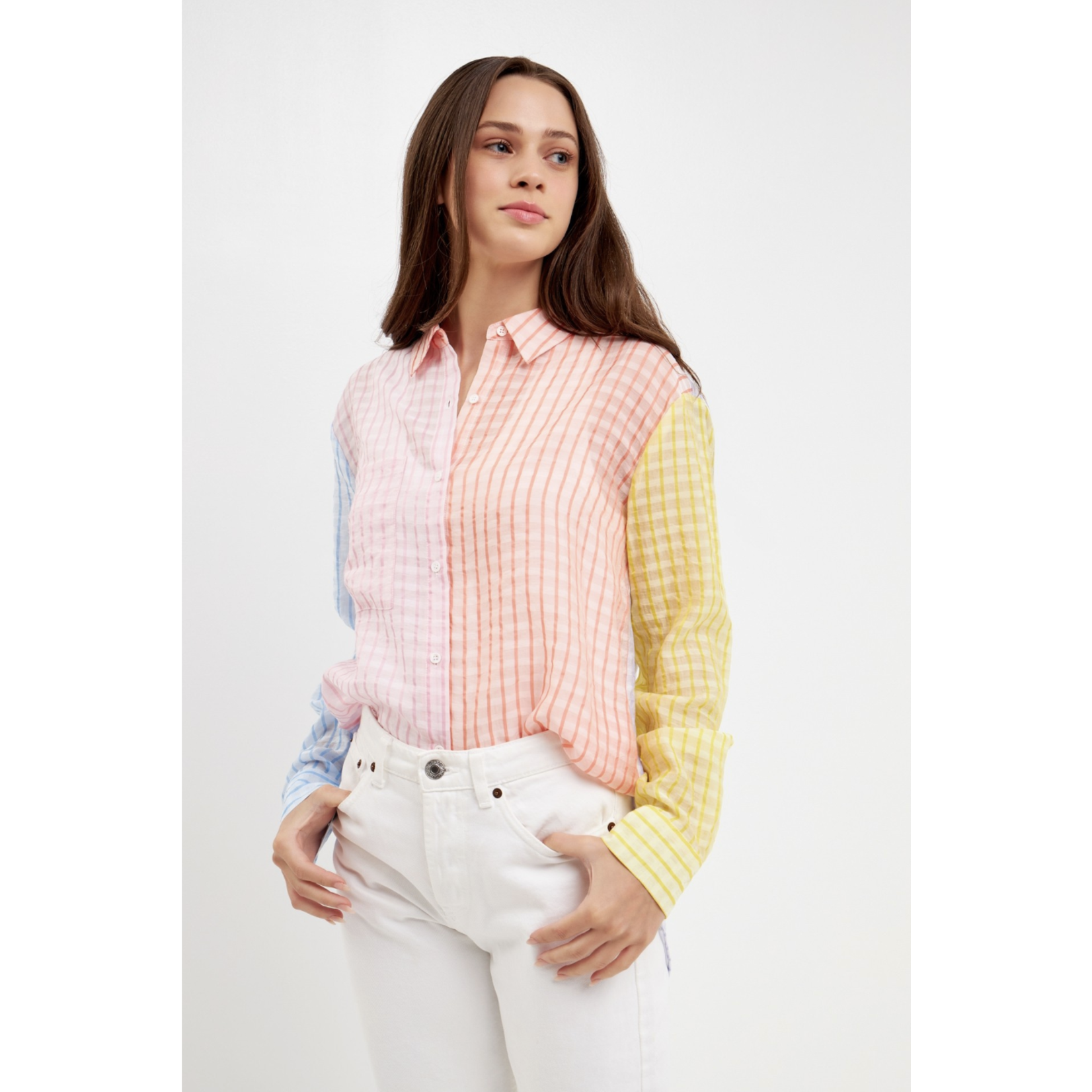 The Goodie Edit Striped colorblock shirt