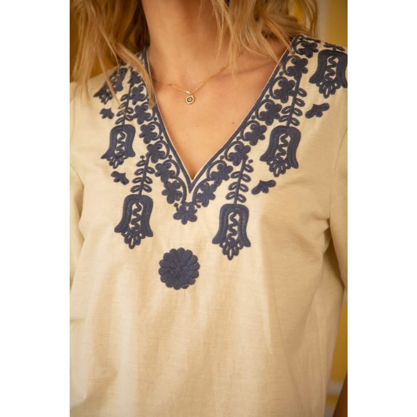 The Goodie Edit V neck embroidered cotton top