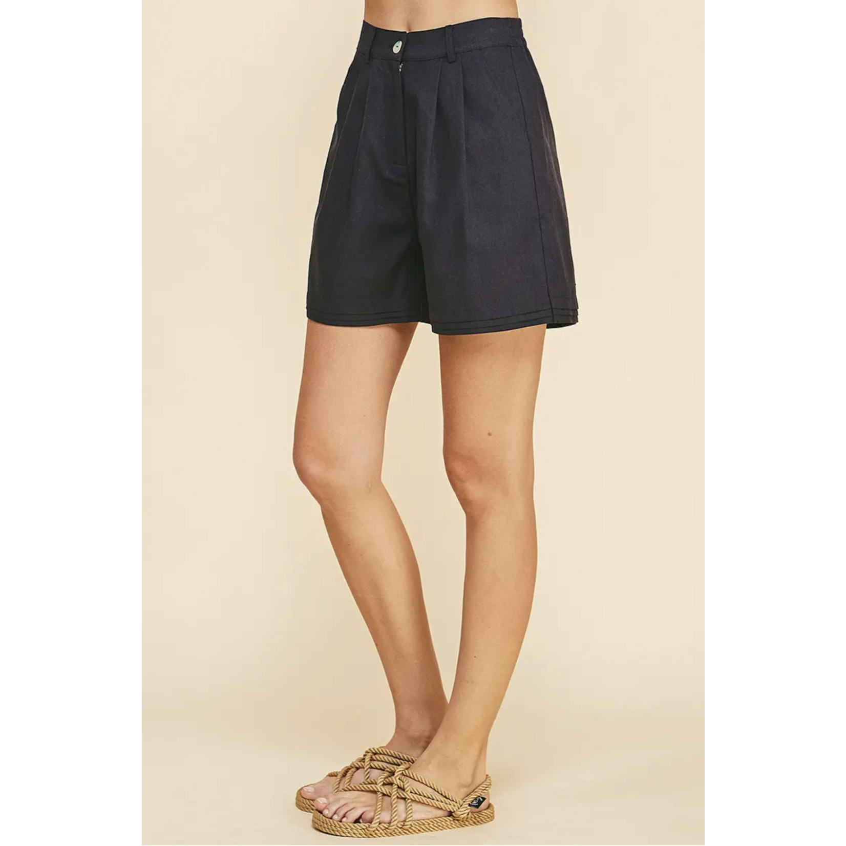 Pintuck detail woven shorts