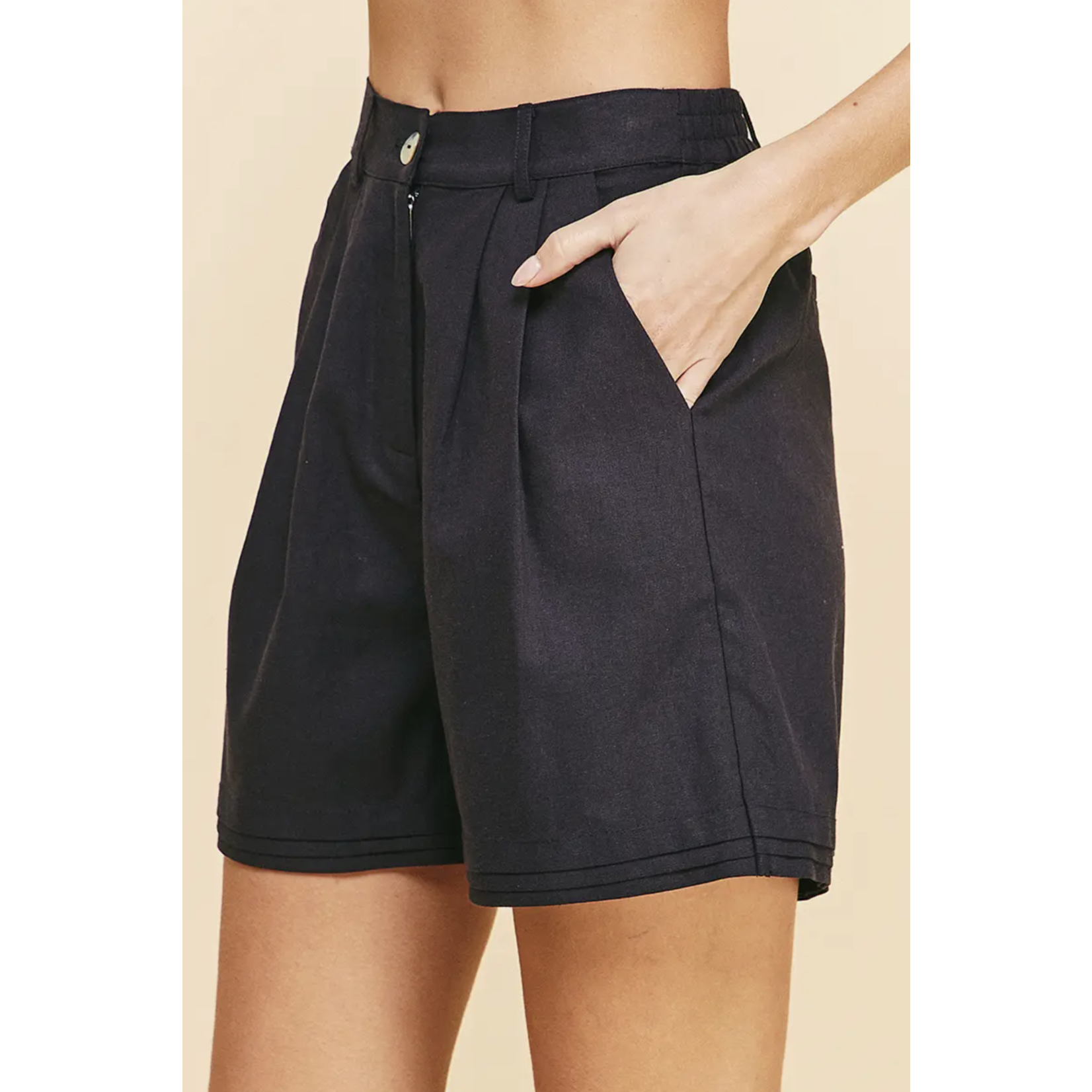 Pintuck detail woven shorts