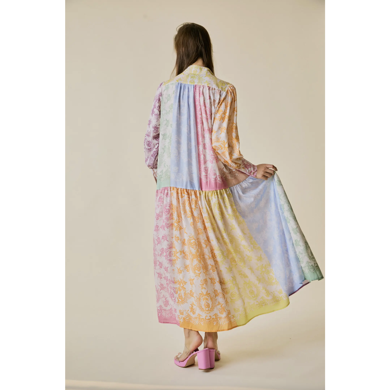 Pastel colorblock print maxi