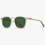 Nick - Square Modern Flat Lens Polarized Mirrored Sunglasses Clear Frame / Smoke Green Lens