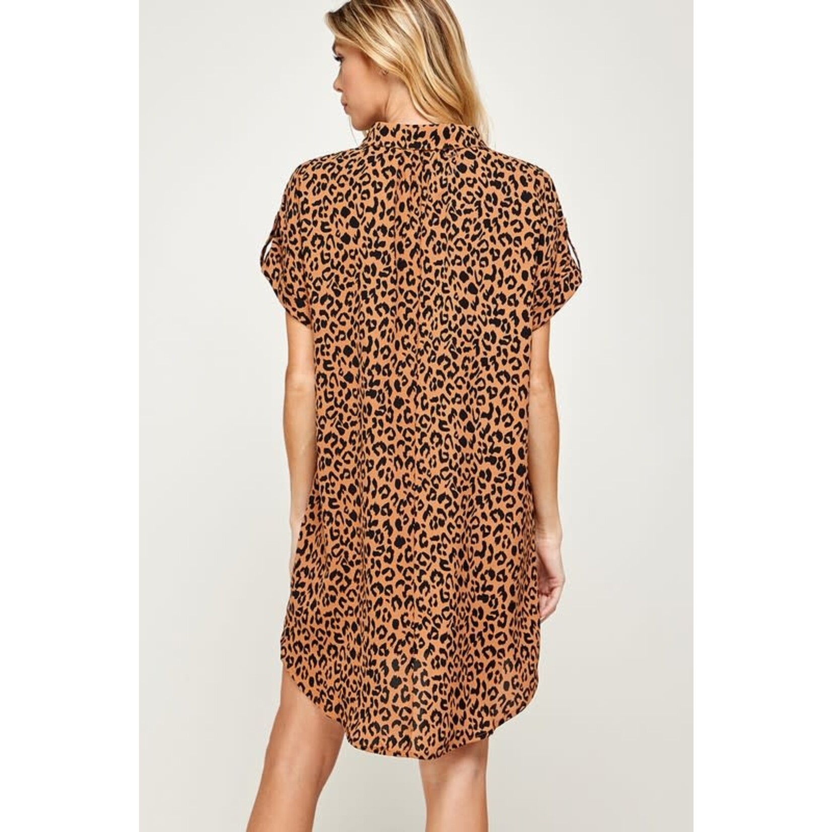 Leopard print collared short dress