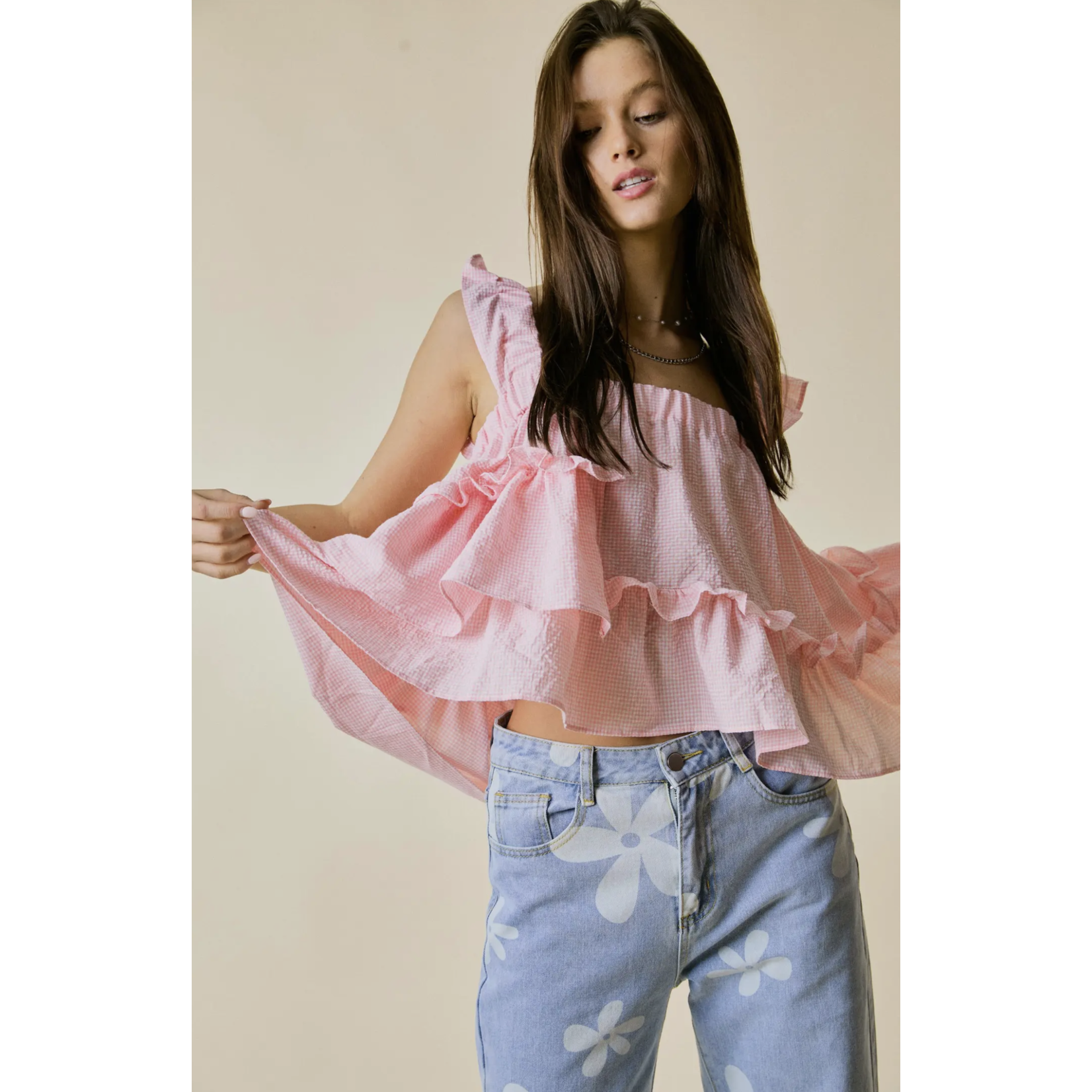 Tiered ruffle babydoll top