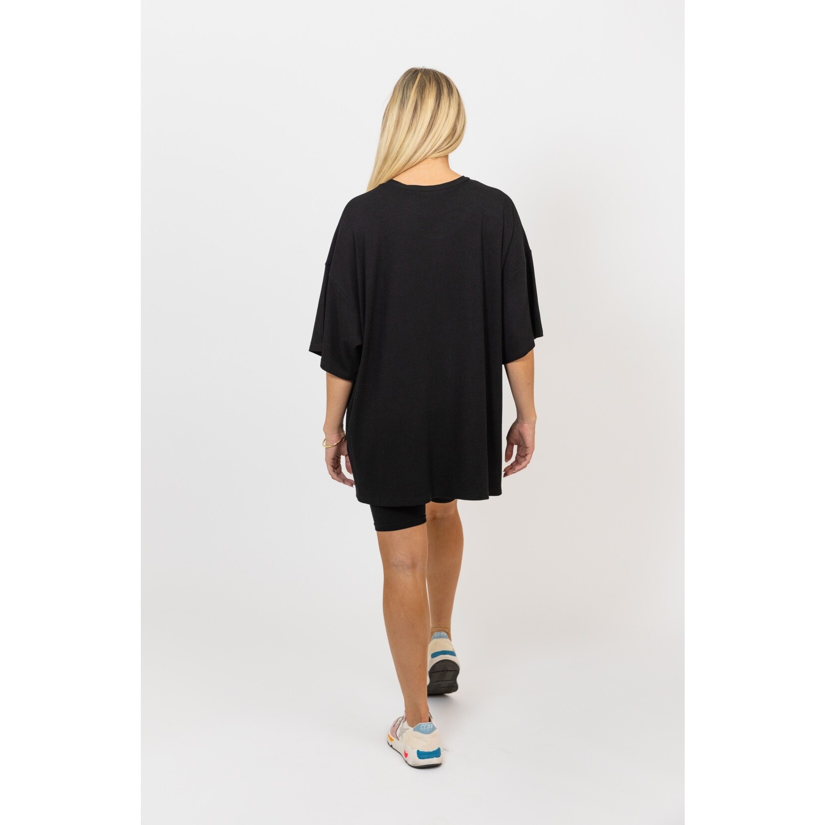 Solid Ribbed Crew Knit Tunic