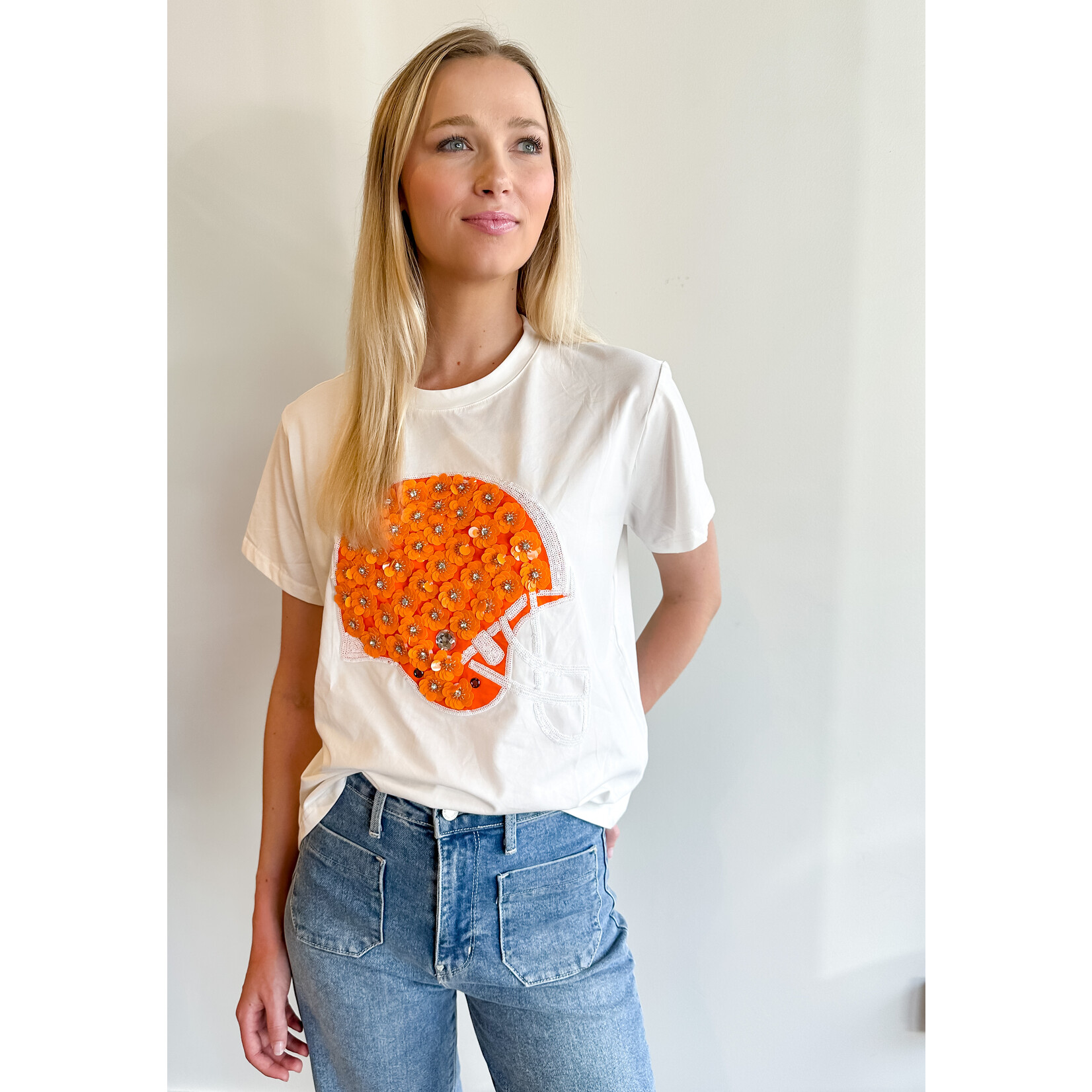 QUEEN Helmet Tee ORANGE/WHT