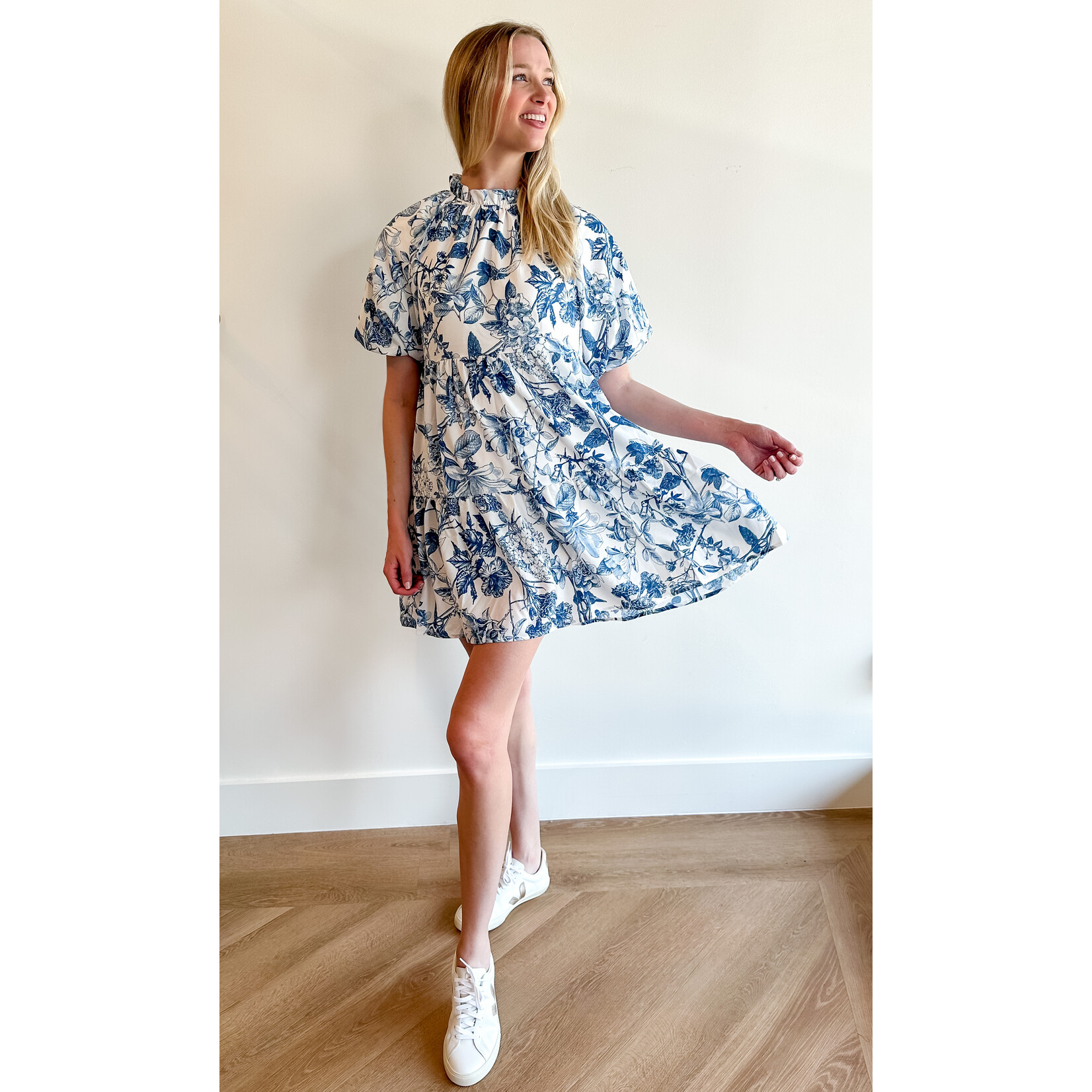 Puff Sleeve Floral Print Dress