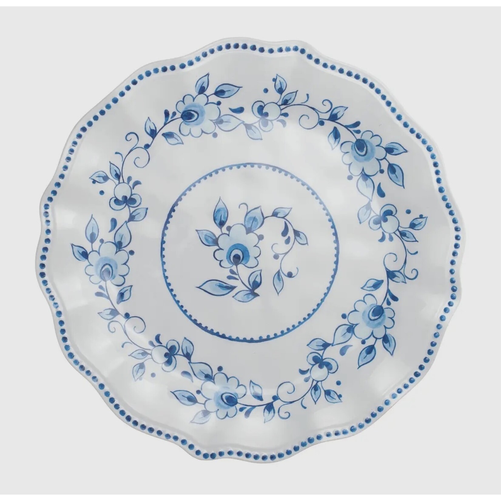 Blue white floral dinner plate 10.5"