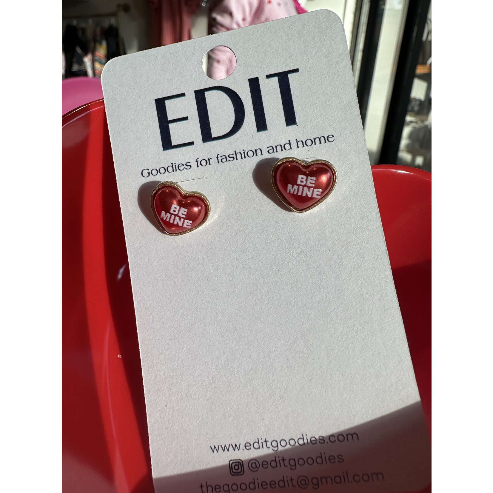 red conversation heart studs