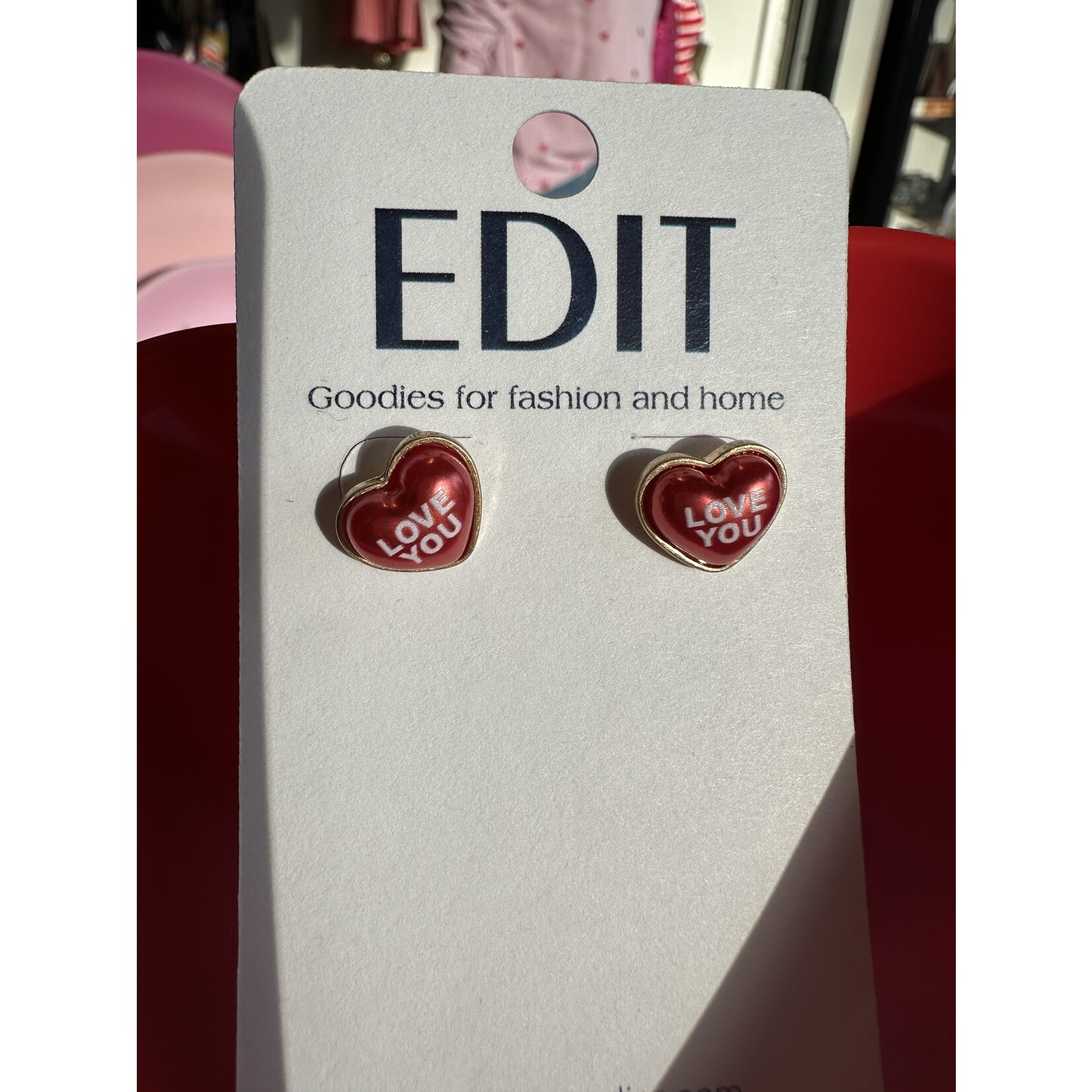 red conversation heart studs