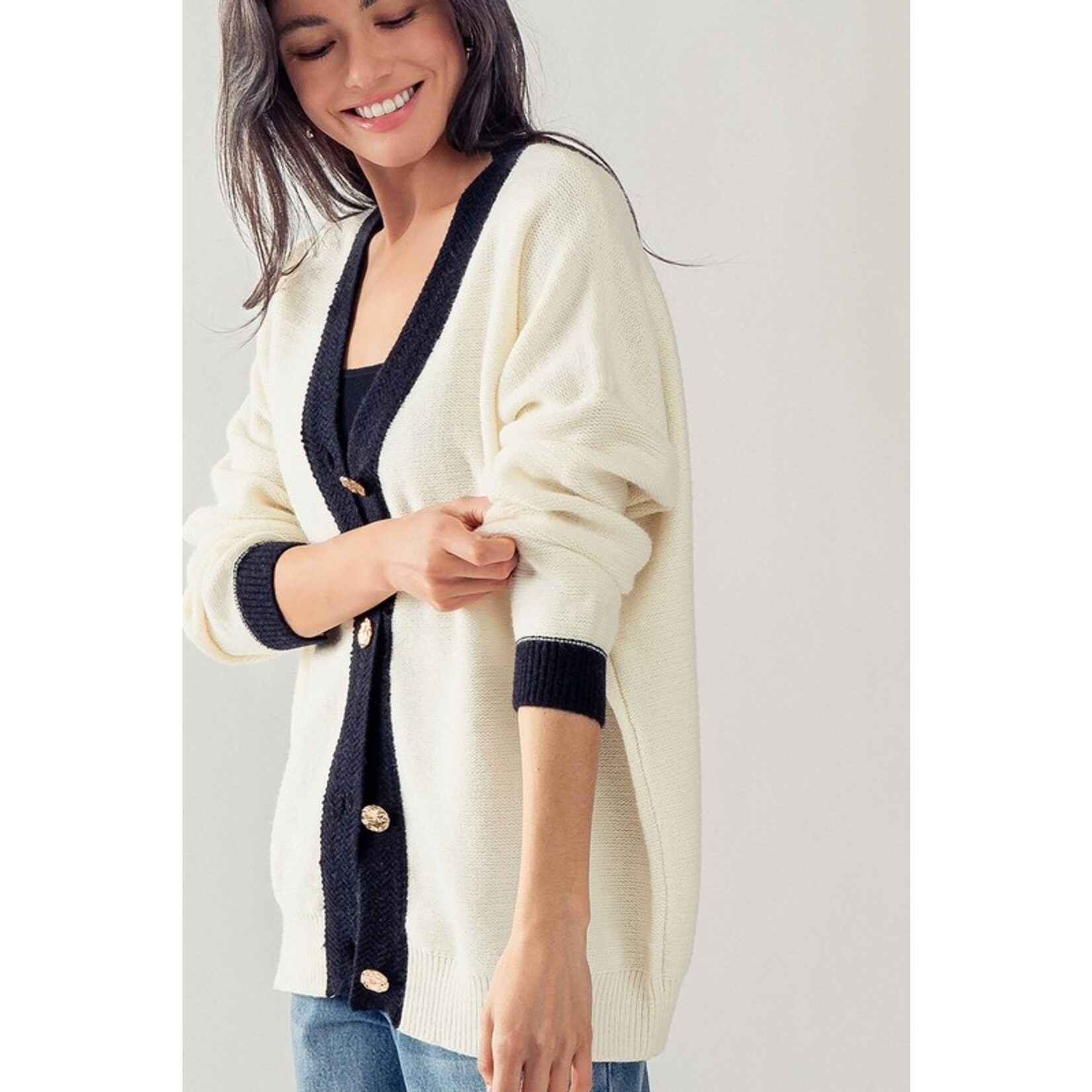 Contrast blk wht cardigan