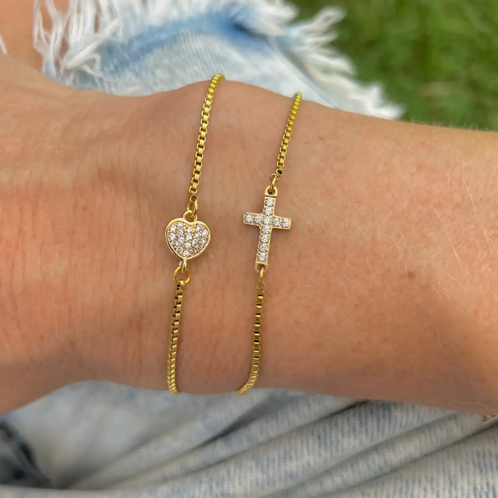 Slider bracelet pave cross waterproof