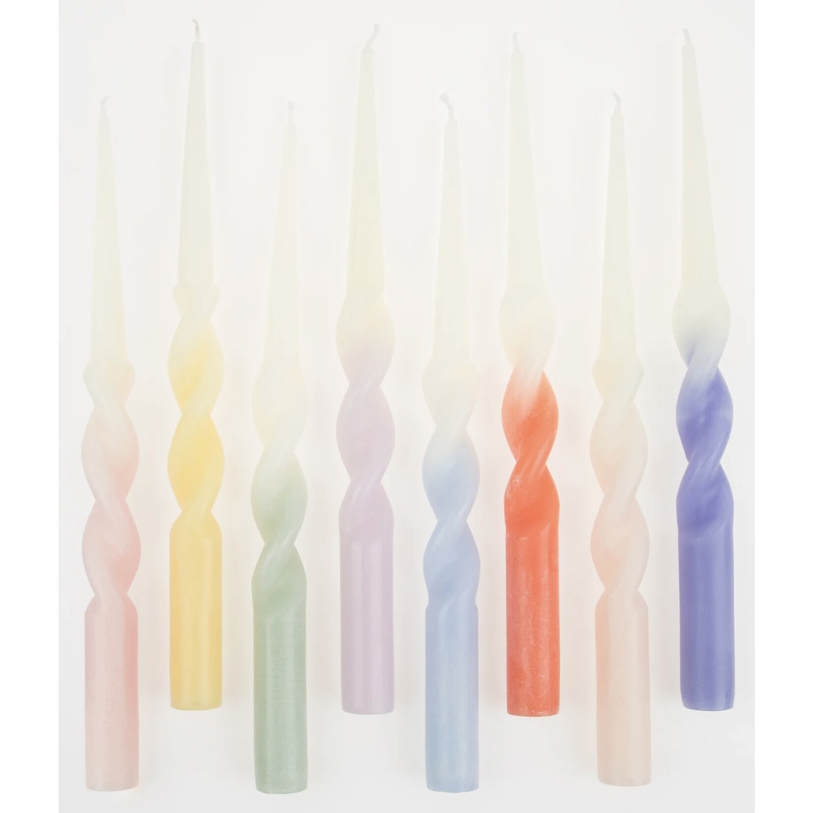 Rainbow twisted table candles