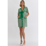 Tweed Shirt Sleeve Pocket Dress