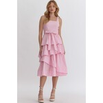 Pink Tiered Midi Dress