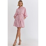 Button Front Balloon Slv Dress