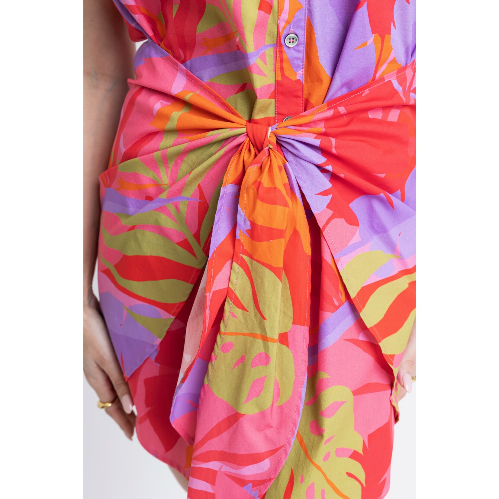 Tropical Palm Wrap Dress