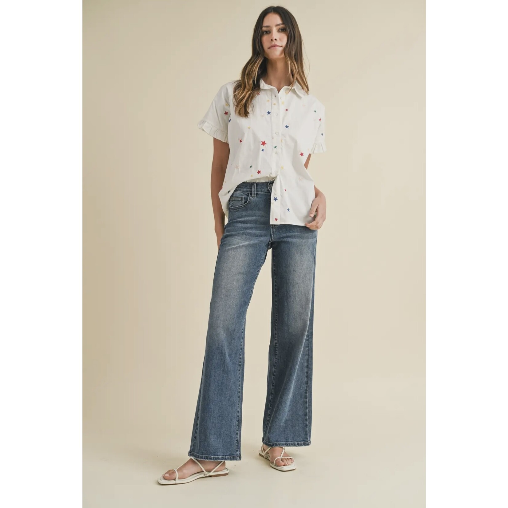 Star Embroiered Ruffle Shirt