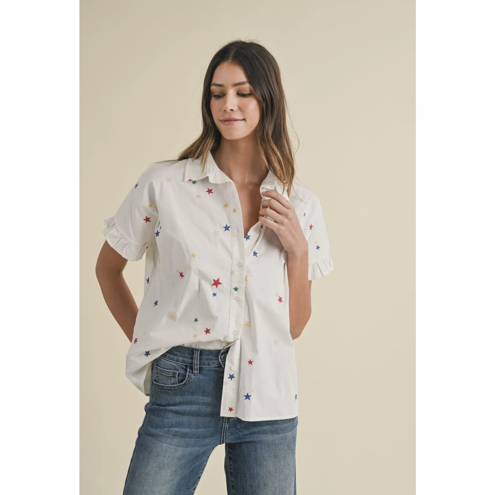 Star Embroiered Ruffle Shirt