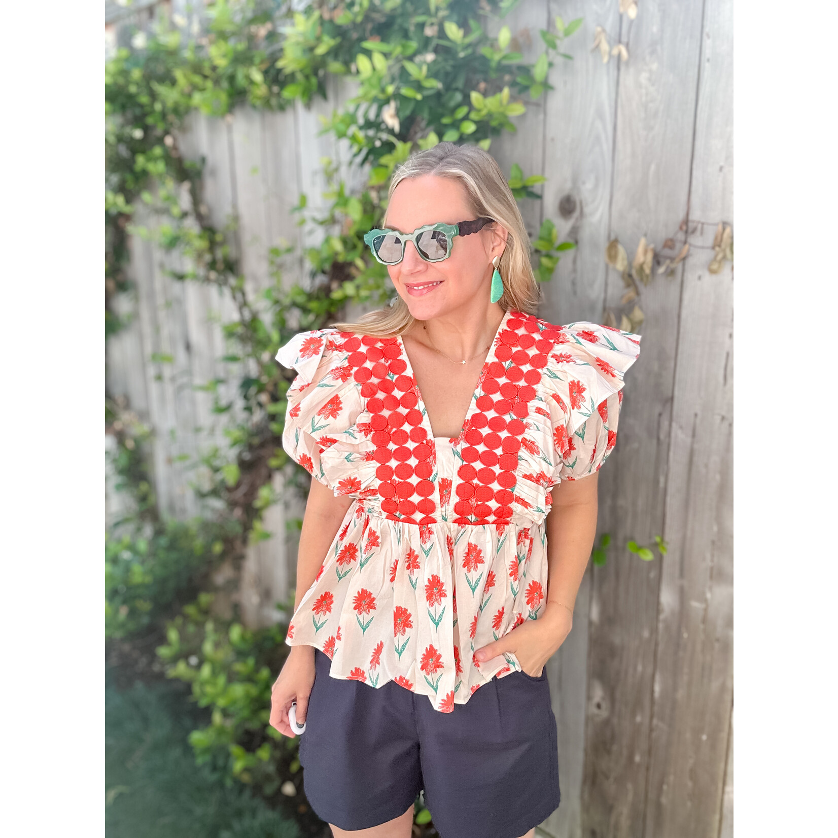 Poppy Puff Sleeve Top