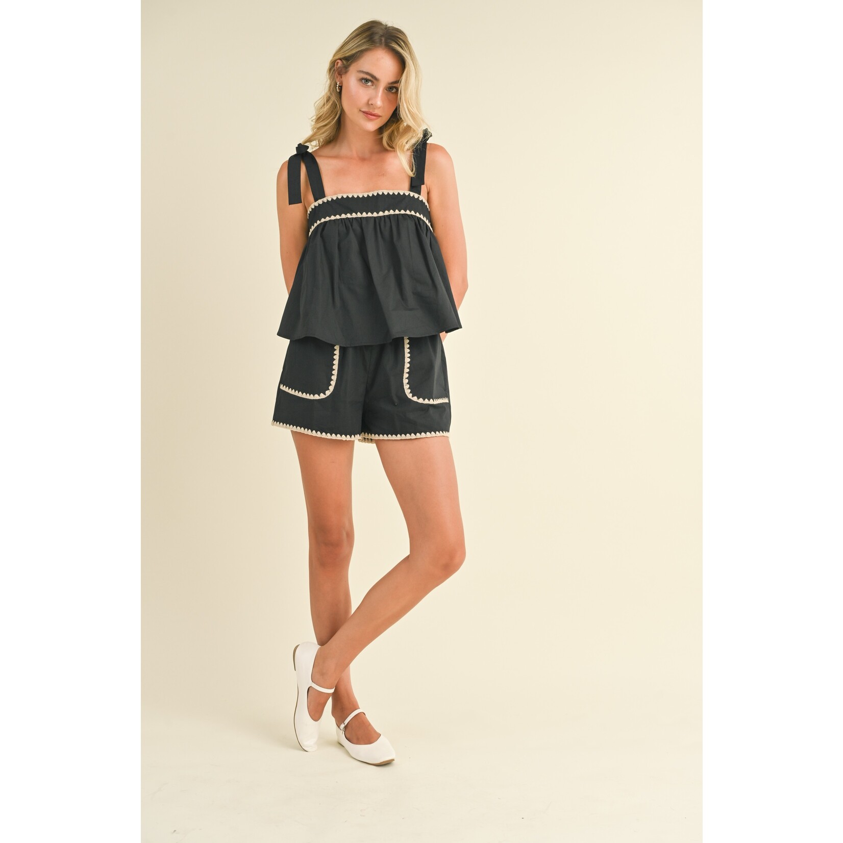 Scalloped Detail top and shorts set