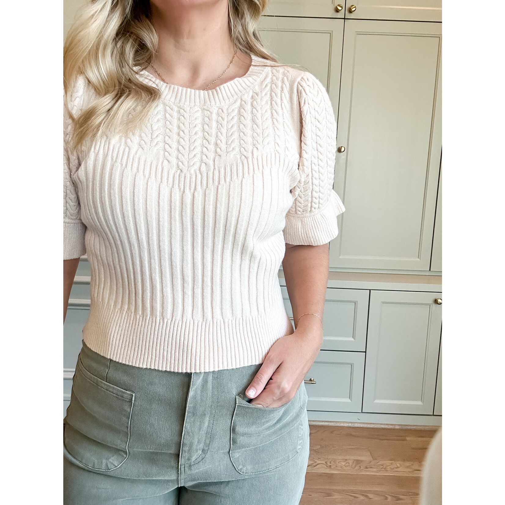 Oatmeal Puff Sleeve Knit