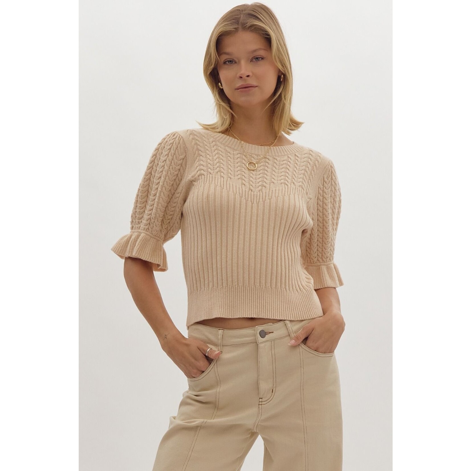 Oatmeal Puff Sleeve Knit