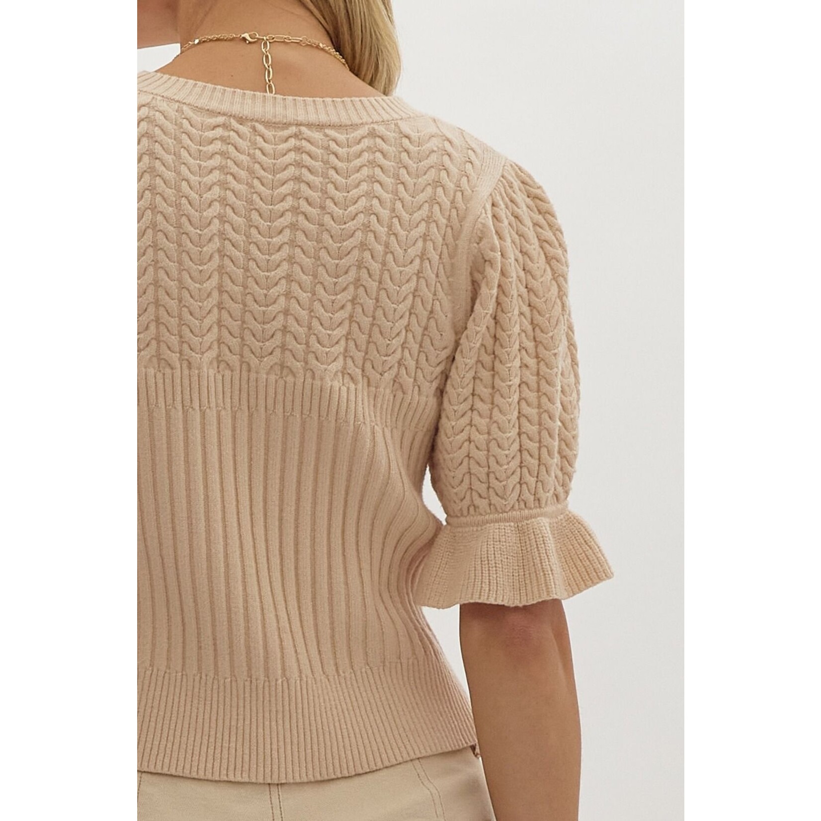 Oatmeal Puff Sleeve Knit