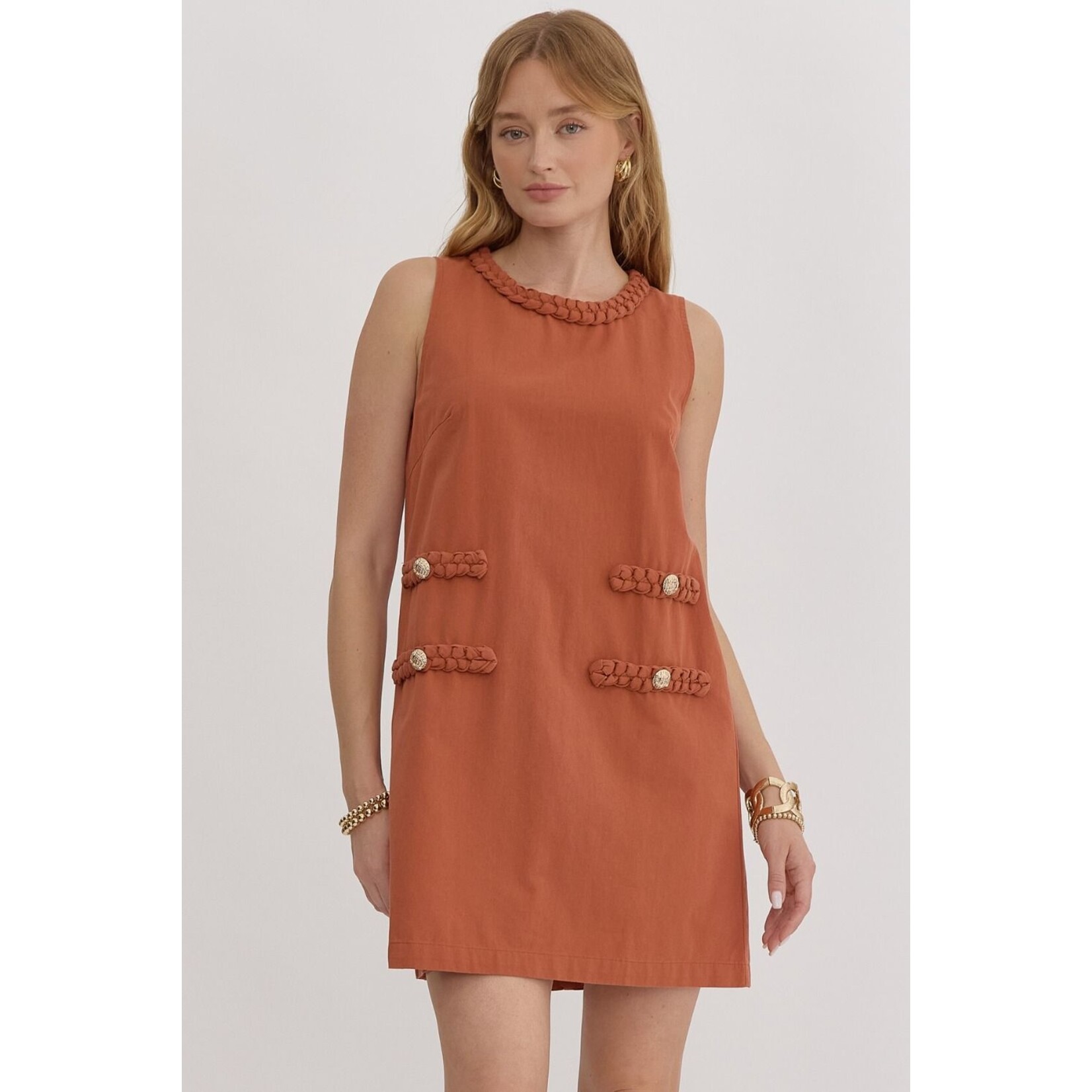 Braided Trim Sheath Dress