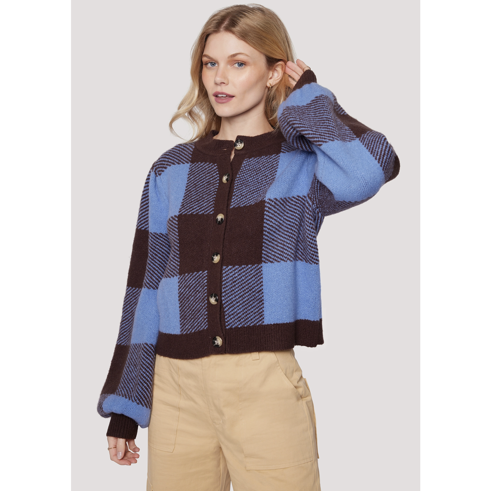 Chocolate Checkered Cardi