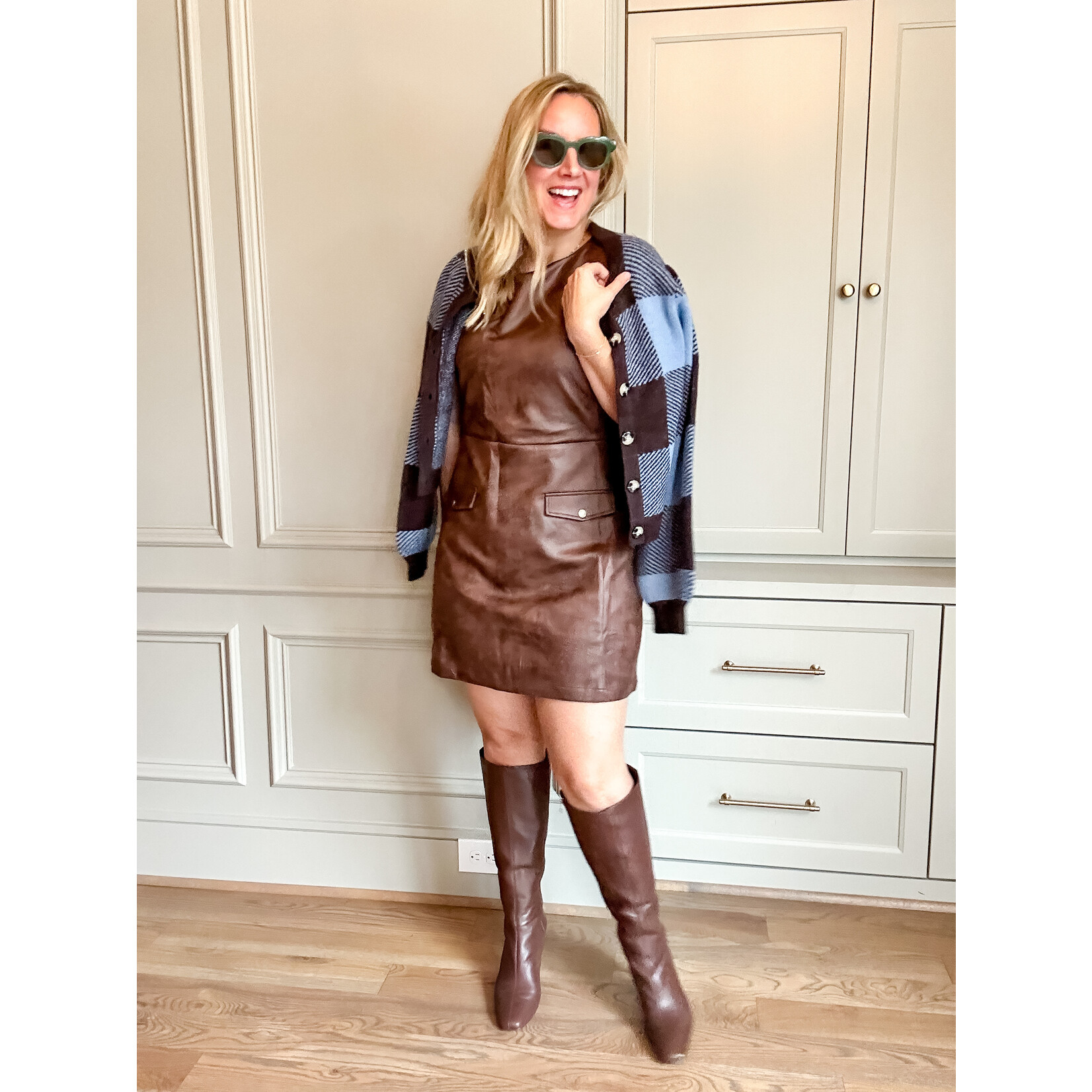 Chocolate Checkered Cardi