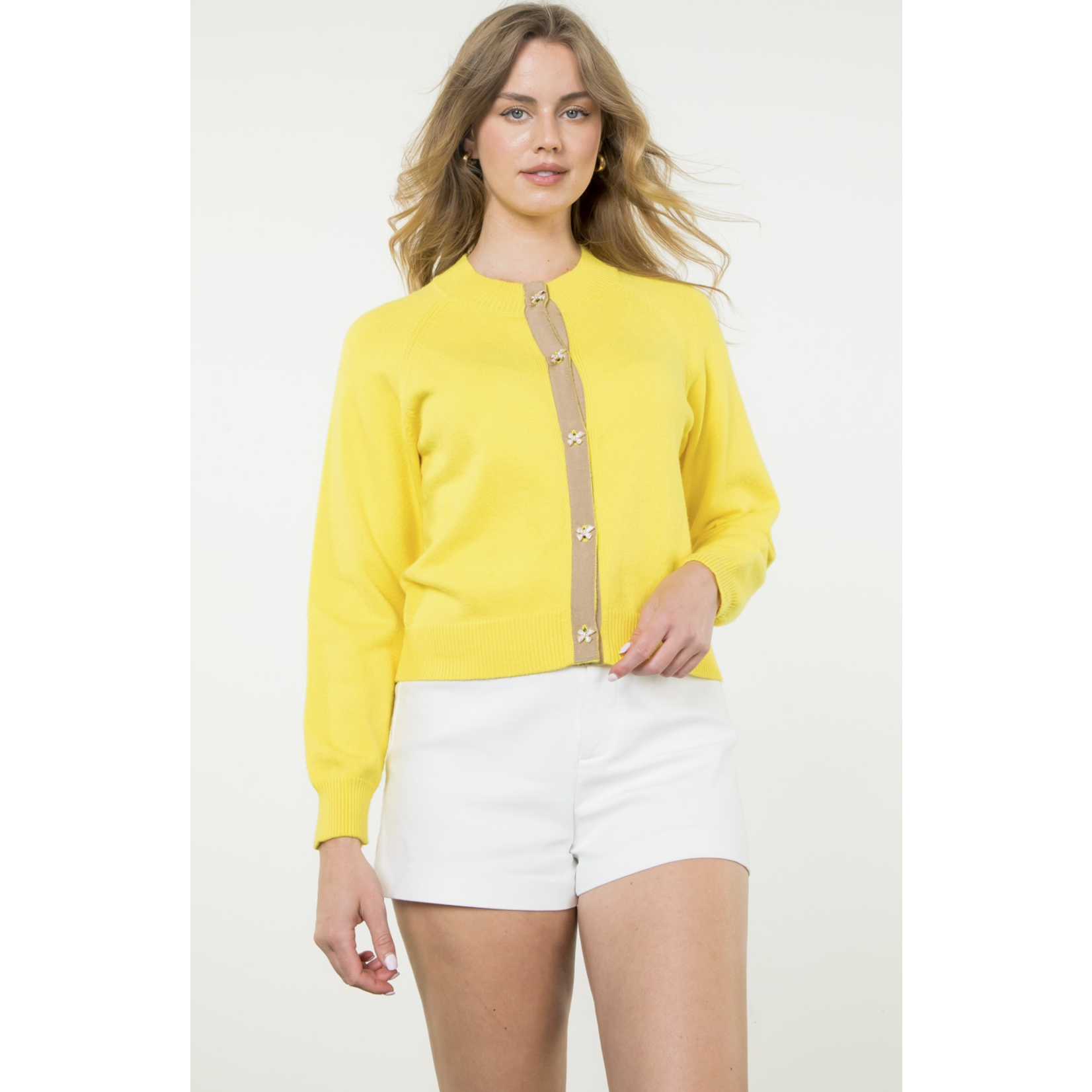 Bow Button Knit Cardigan