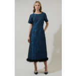 Jacquard Feather Midi Dress