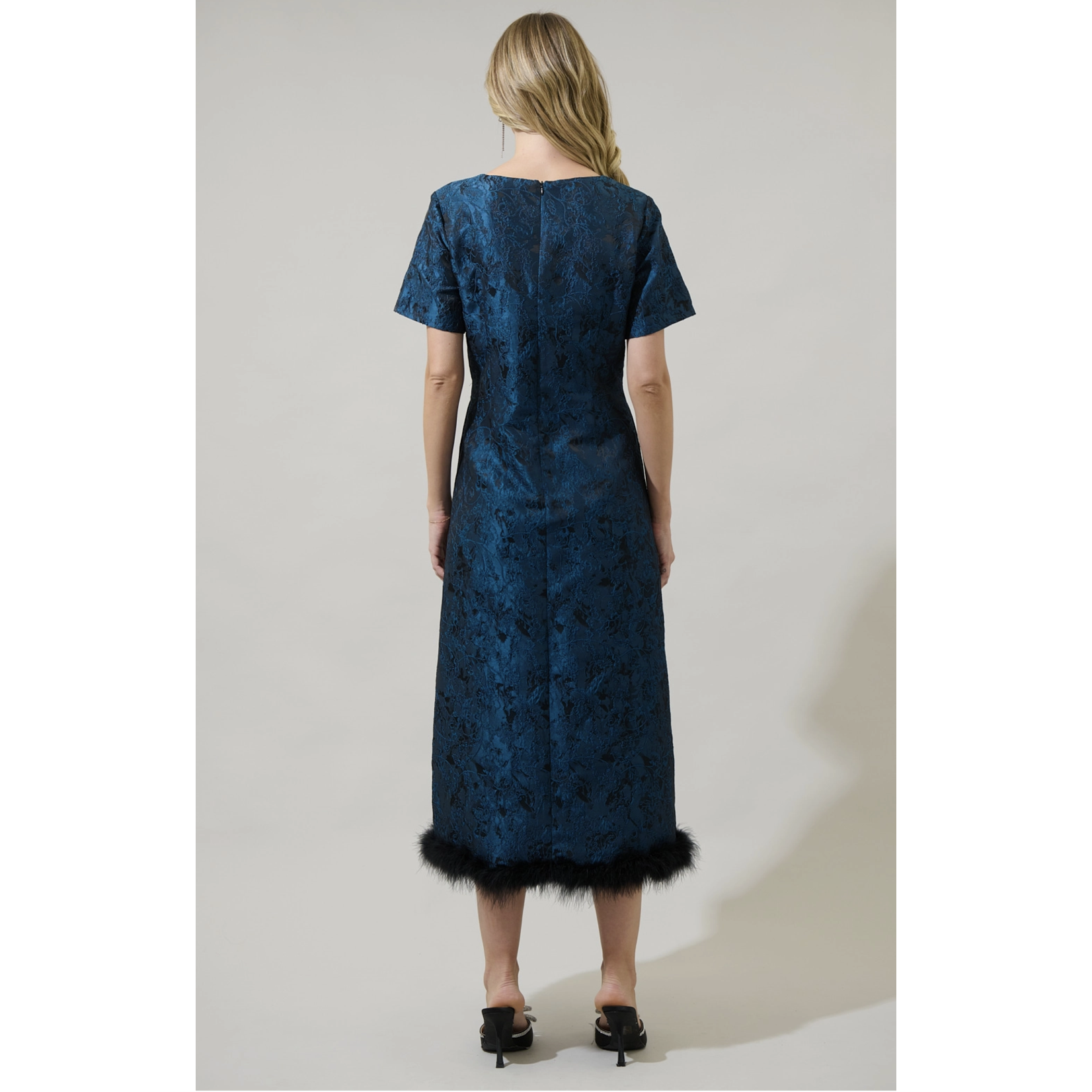Jacquard Feather Midi Dress