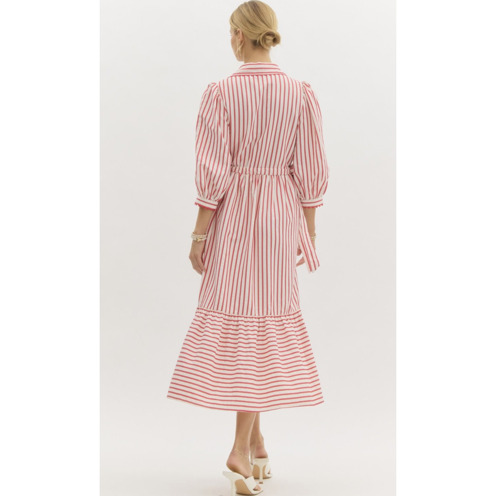 Textured button Front midi Dress