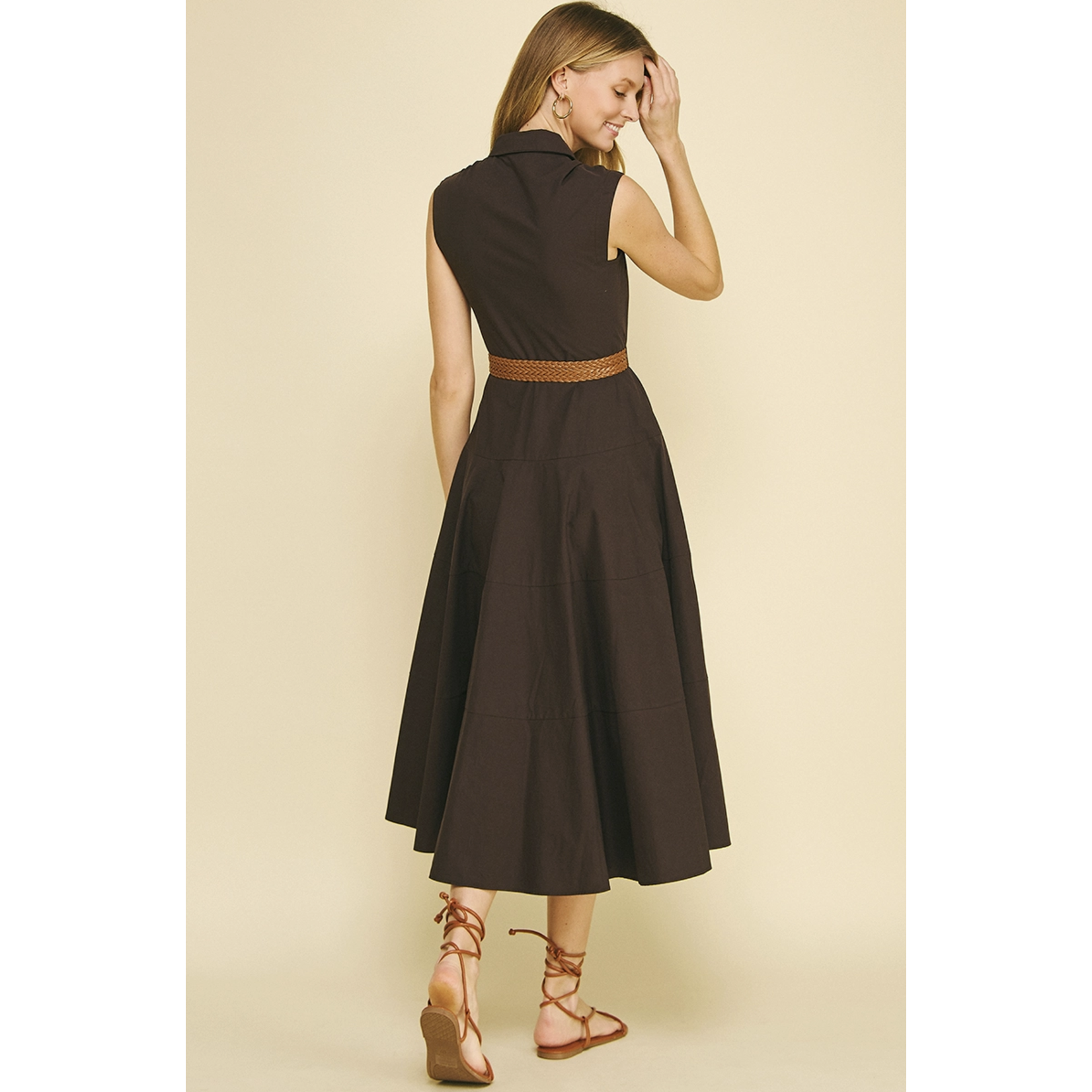 Eleanor Belted Midi Dk Brn