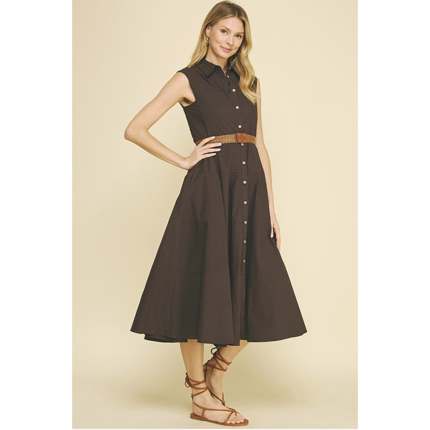Eleanor Belted Midi Dk Brn